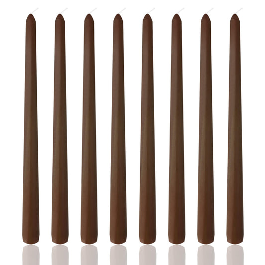8 Pack 10 Inch Nut Brown Taper Candles for Dinner Home Decor Wedding Shower