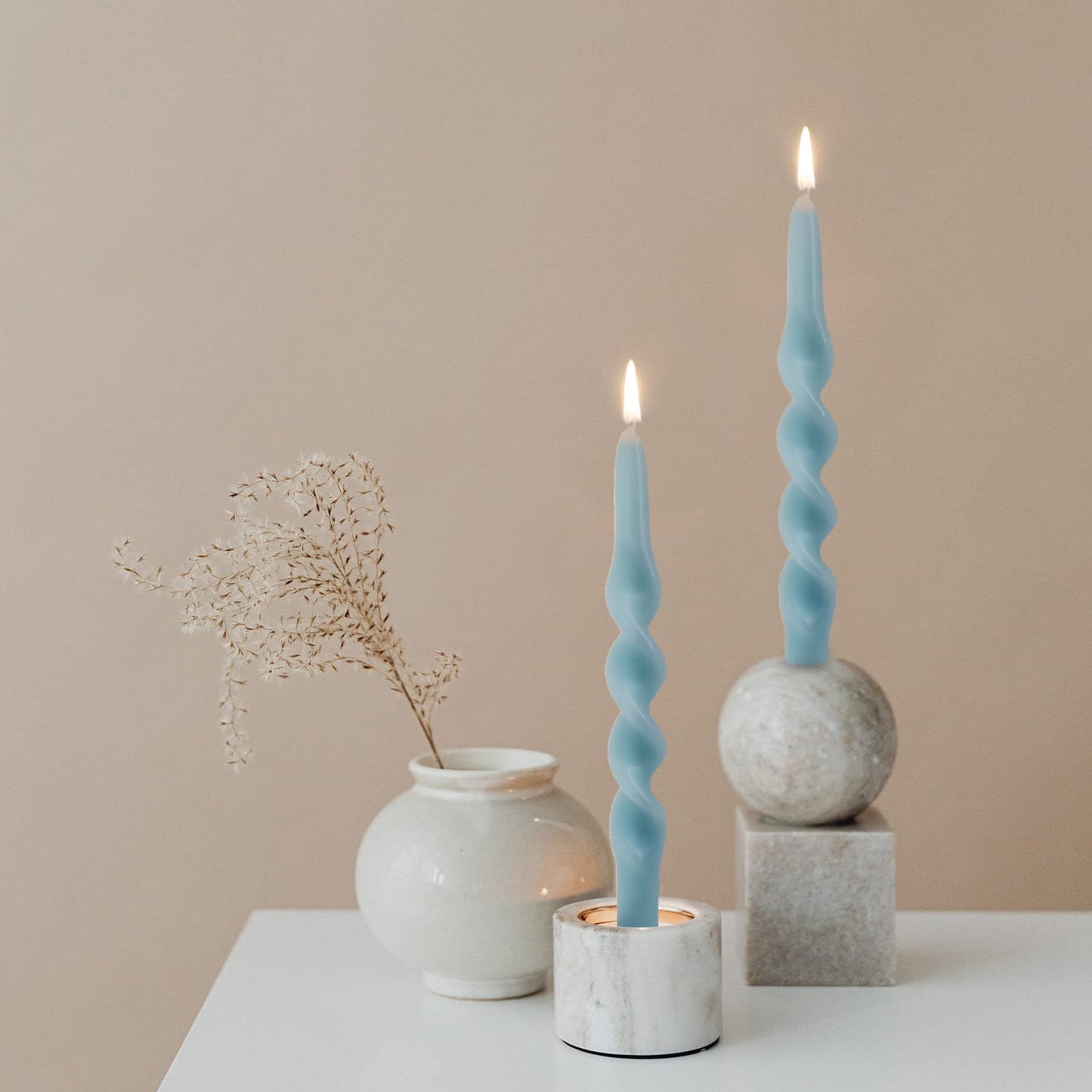 Gedengni Blue Candlesticks Spiral Taper Candle - Set of 2 Cute Candle Sticks 10 Inch Long Tapered Candles Twisted Candlestick for Anthropologie Home Dinner Decor Wedding (1D-Blue)
