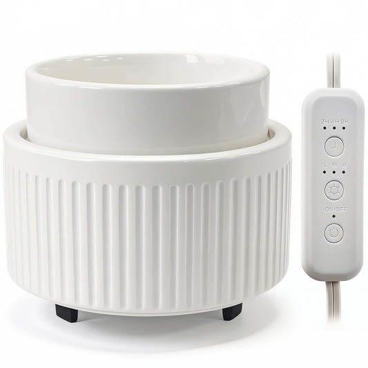 VICTORIA AROMA Ceramic Wax Warmer with Timer, Candle Wax Melter & Wax Burner for Scented Wax Melts, Electric Fragrance Wax Melt Warmer for Home Office Decor Ideal Gift（White）