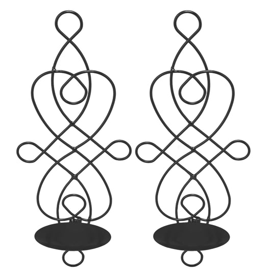 Wall Sconces Candle Holder, Set of 2 Iron Hanging Candle Sconce Holder Foldable Wall Candle Holder for Bedroom Dining Room (Black)
