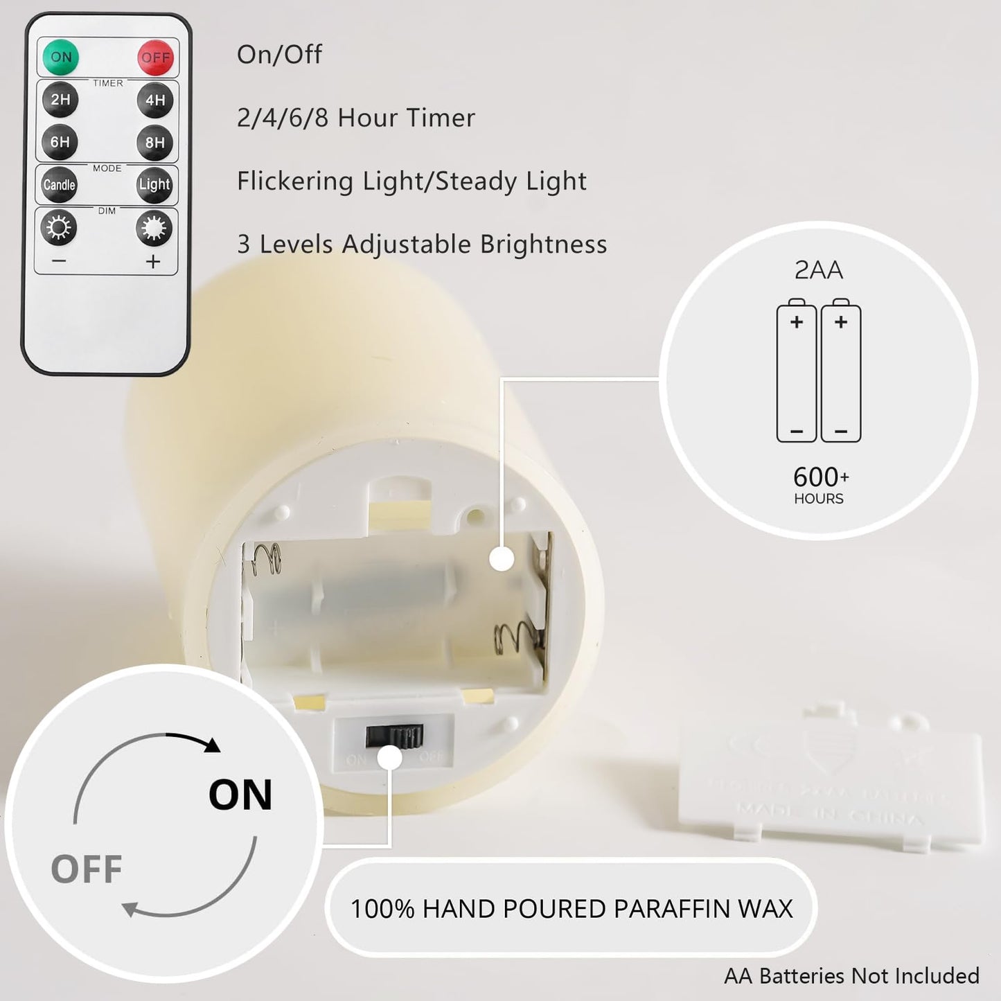 Stmarry Ivory Flameless Candles with Remote and Timer, Real Wax Made LED Pillar Candles Battery Operated with 3D Flickering Flame - 3" x 4",5",6" - Set of 3