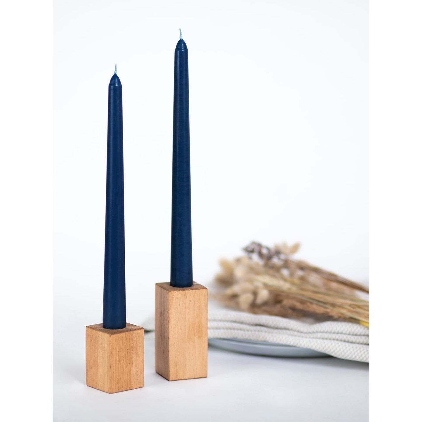 CANDWAX 12 inch Taper Candles - Set of 4 Dripless and Smokeless Unscented Slow Burning Candle Sticks - Dark Blue Candles