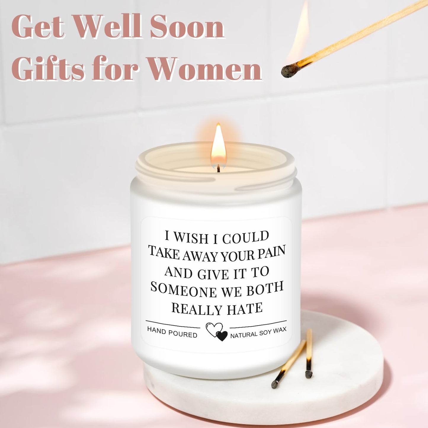 Homsolver Get Well Soon Gifts for Women, After Surgery Gifts, Feel Better, Cheer Up,Cancer,Get Well, Grieving Gift for Women, Friend, Family, Coworker, Wish Scented Candle