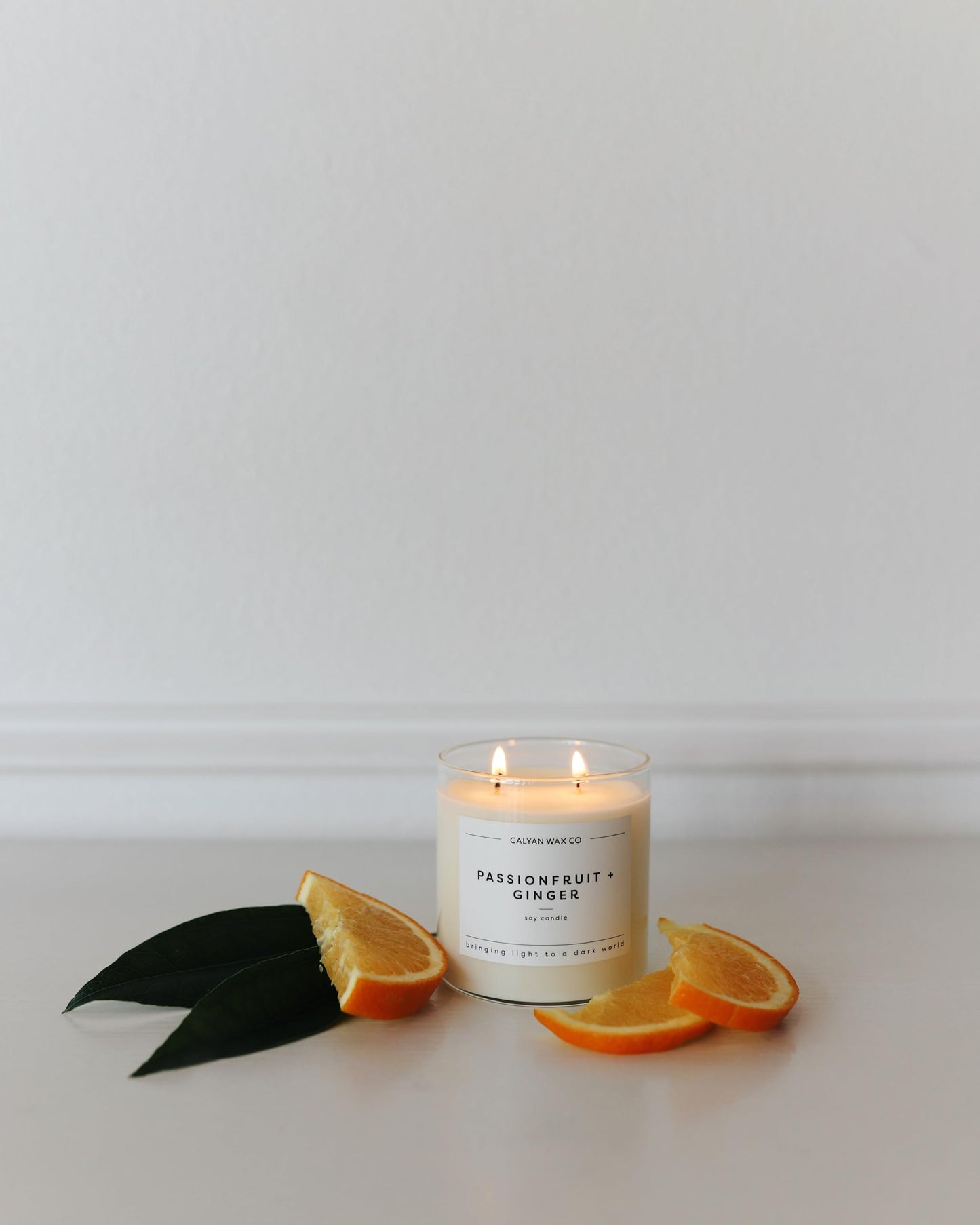Calyan Wax Co. Passionfruit & Ginger 2 Wick Scented Candle - 37 Hour Burn - Luxury Clean Soy Wax Candles - Long Lasting Large Glass Jar Candle for Home - 8.8oz