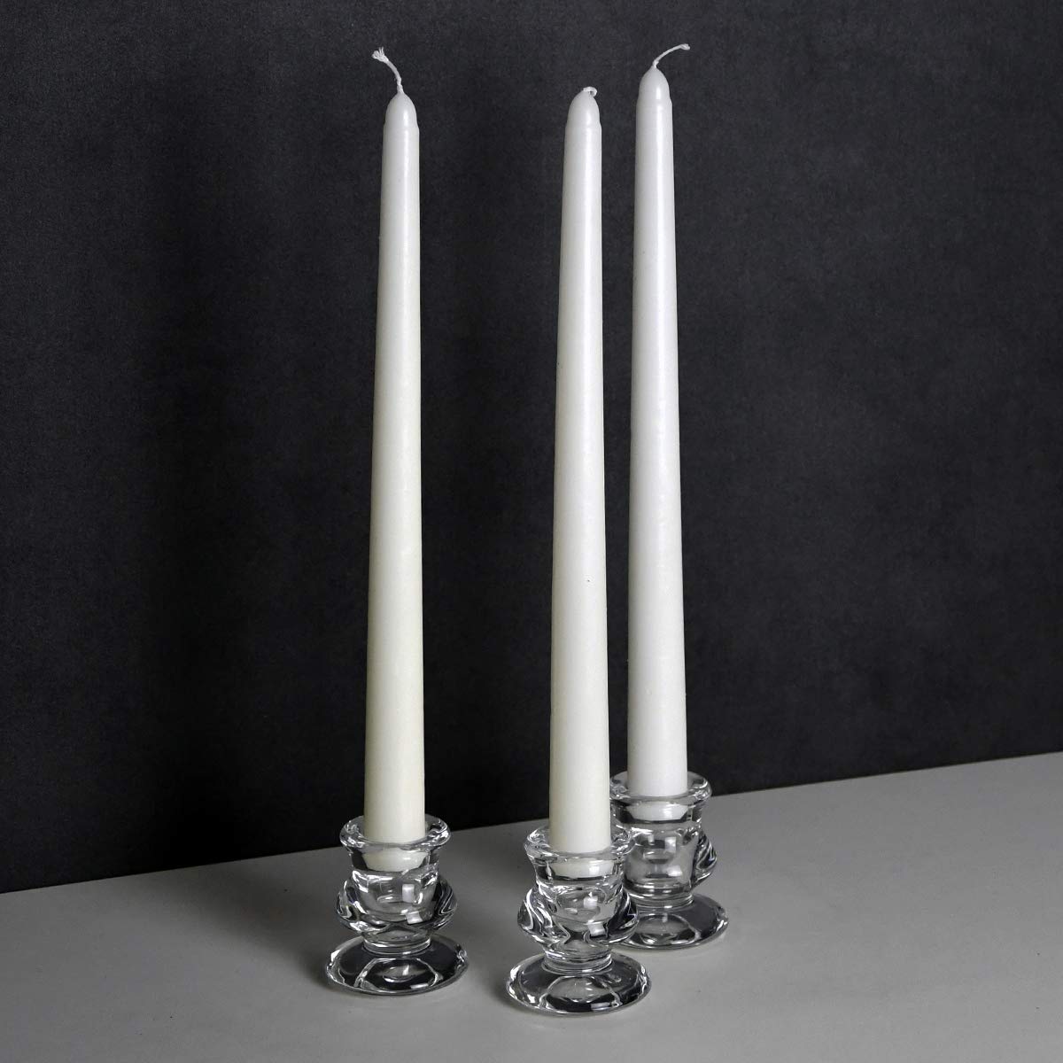 Clear Glass Candlestick Holders, Set of 6 Taper Candle Holders for Wedding, Decoration and Dinning