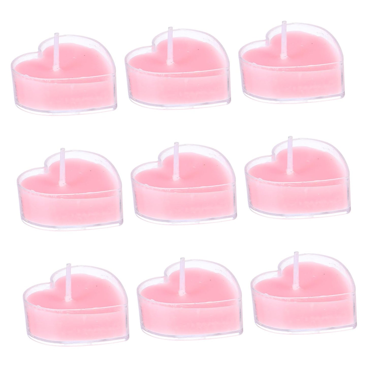 VALICLUD 9Pcs Heart Shaped Scented Tea Light Candles Romantic Paraffin Wax for Wedding Christmas Home Decor with Tealight Holder Long Burning Pink Rose Fragrance