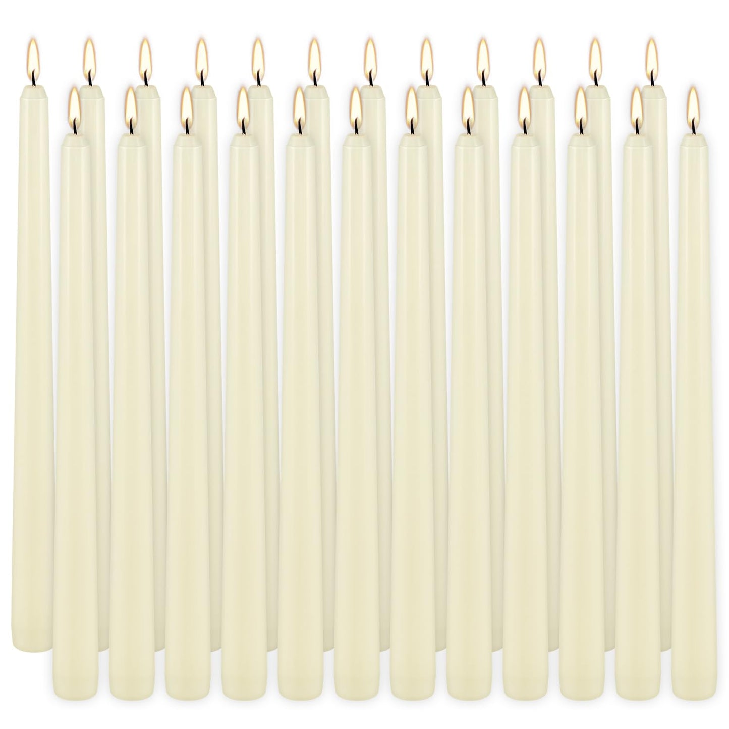 Ivory Taper Candle,24PACK Unscented 10 Inch Taper Candles-Dripless and Smokeless-8 Hours Long Burning Dinner Candle, Ideal for Halloween Taper Candles, Weddings, Dinner,Parties