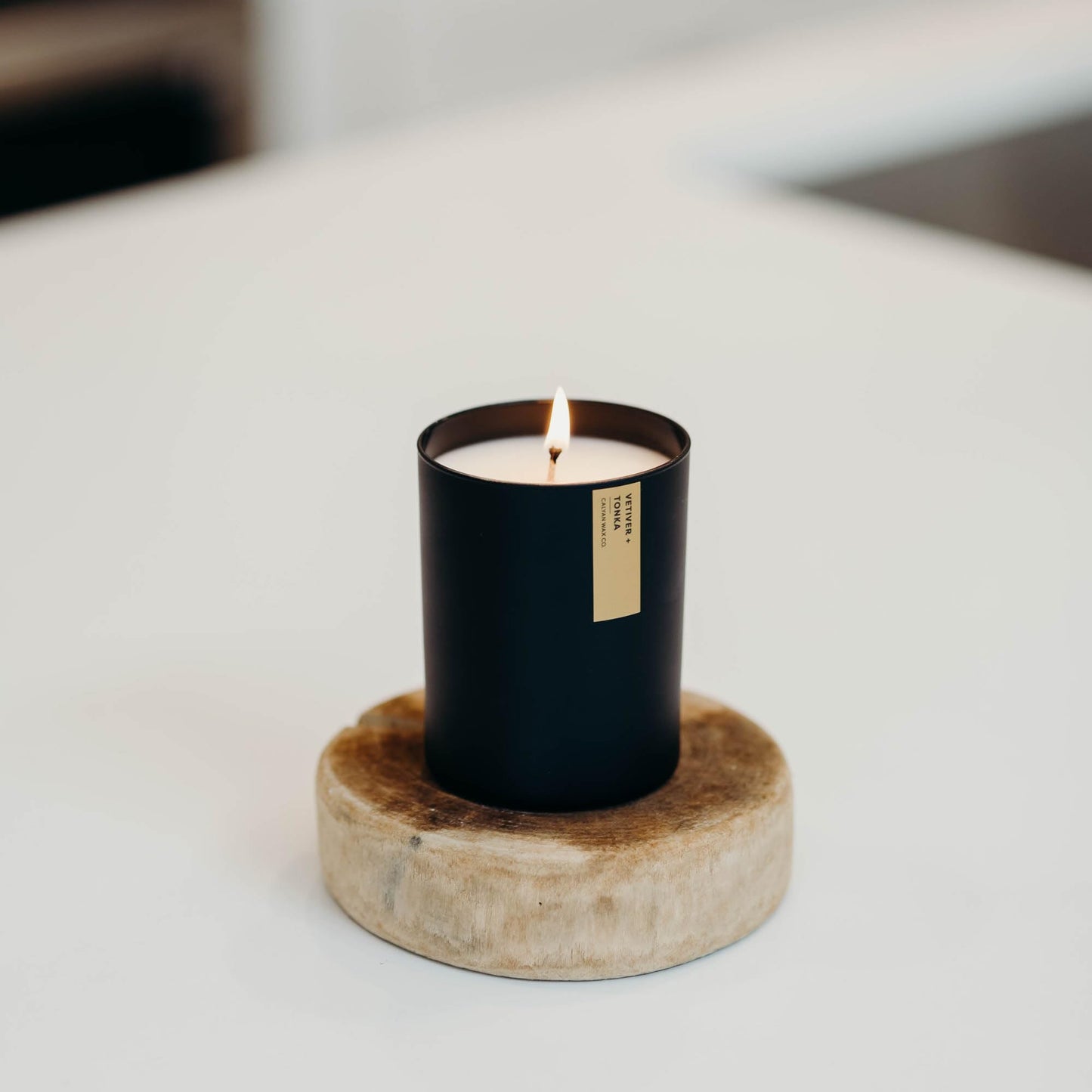 Calyan Wax Co. Vetiver & Tonka Scented Candle - 75 Hour Burn - Luxury Clean Soy Wax Candles - Long Lasting Black Tumbler Jar Candle for Home - 10.2oz
