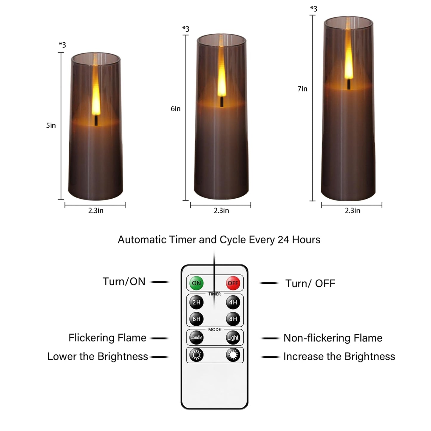 Sasigeiaa Flickering Flameless Candles,Battery Operated, Flameless Candles with Remote, 2/4/6/8 Hour Timer, Realistic Jumping Flame Effect, Perfect for Home Decor, Holiday Decoration Pcs 9 (Grey)
