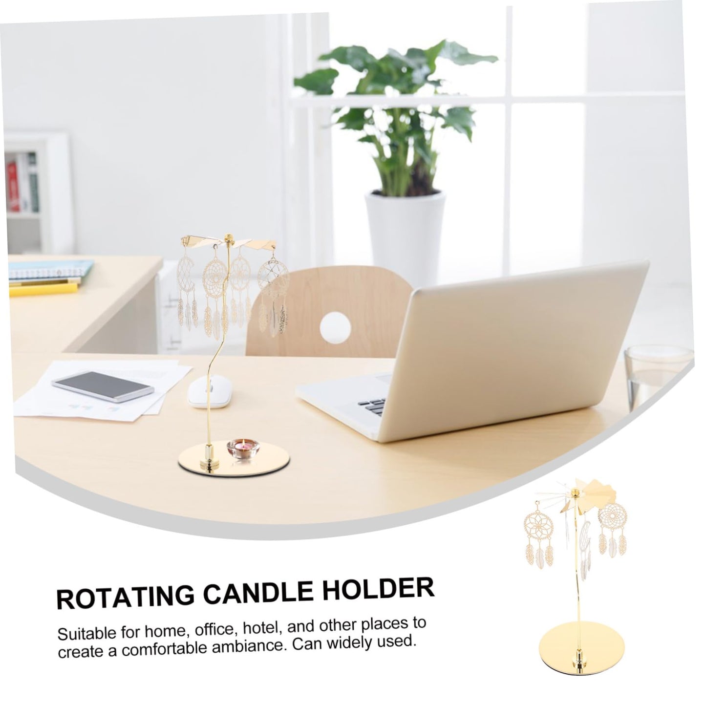 RORPOIR Sturdy Stainless Steel Aromatherapy Rotating Lantern Holder for Tea Light Candles Carousel Decorative Candlestick