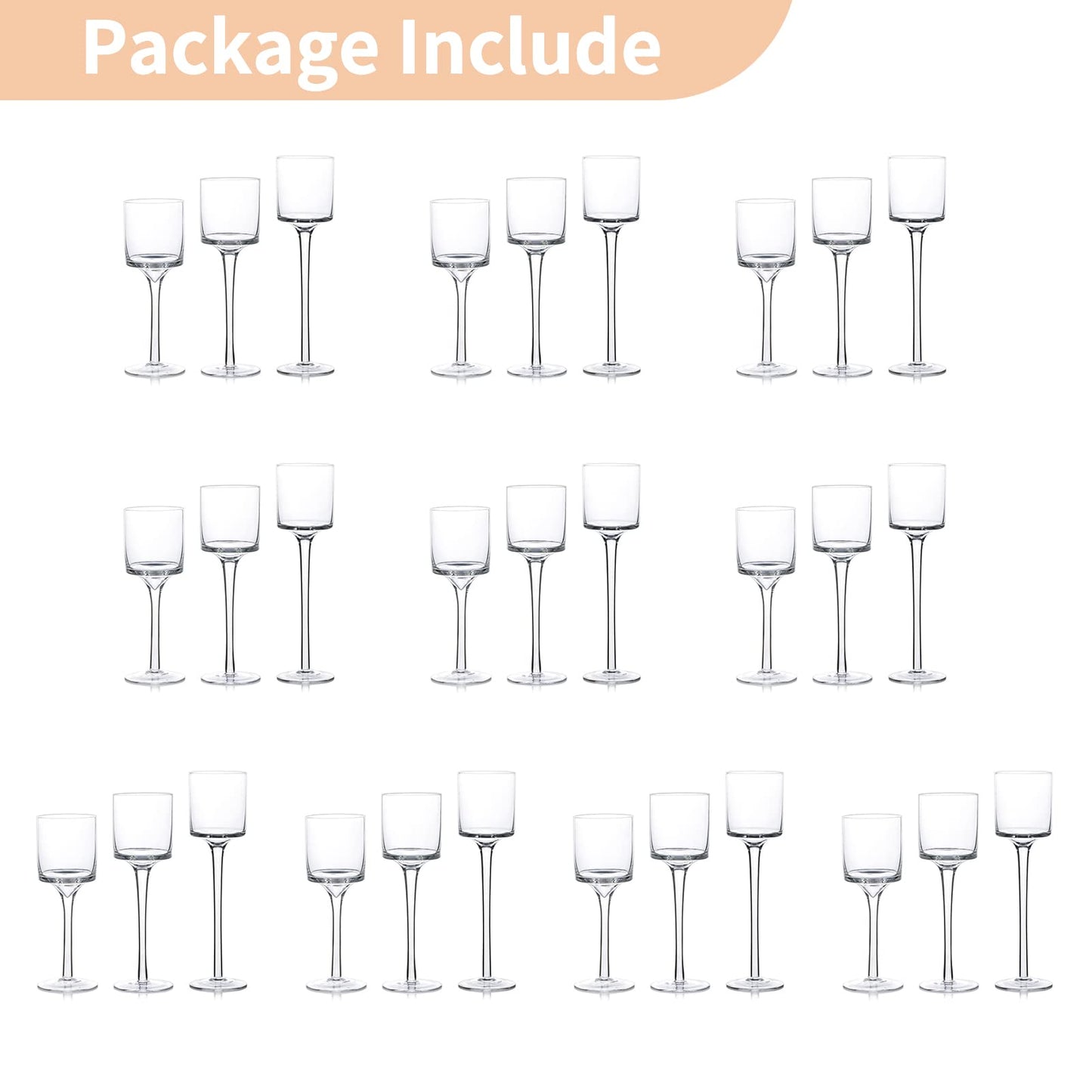 NUPTIO Tealight Candle Holders Bulk: Set of 30 Long Stemmed Candle Stands for Table Centerpiece Decor - Monet Candleholders for Floating Candles