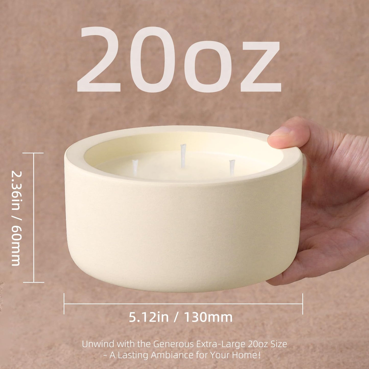 Viyffo 20oz Large Scented Candle – Vanilla Fragrance, 3 Wick Non Toxic Soy Candle, Ivory White Ceramic Jar, Luxury Home Fragrance, Elegant Spring Décor & Premium Birthday Gift