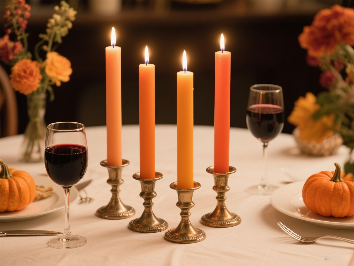 12-Pack Gradient Orange Taper Candles, 10 Inch Unscented Dripless Candlesticks, Long-Lasting Burn Time of 7-8 Hours, Perfect for Fall Harvest Halloween Thanksgiving Dinners Parties and Home Décor