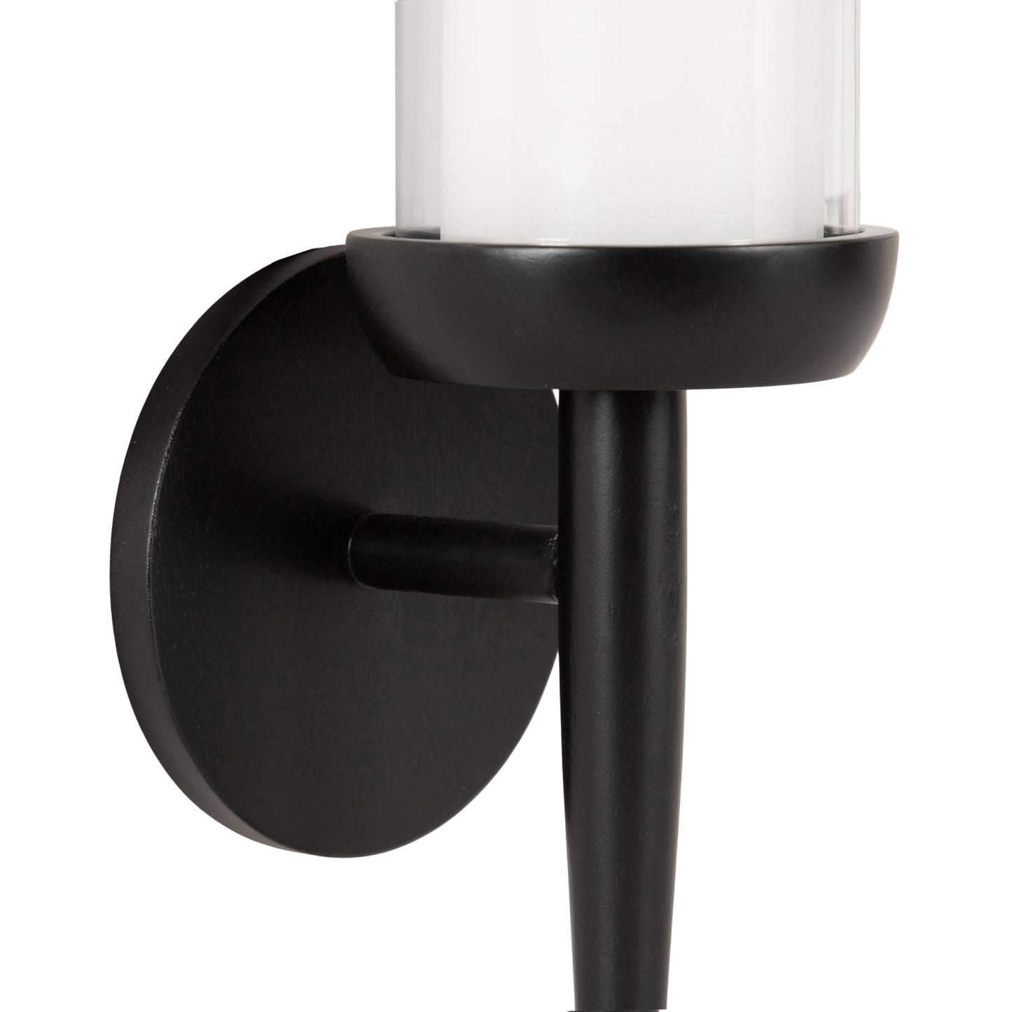 Kate and Laurel Shae Transitional Wooden Wall Sconce; 5 x 5 x 13; Black; Modern Candle Holder with Removable Glass Cylinder for Flameless Pillar Candles in Bedroom or Entryway