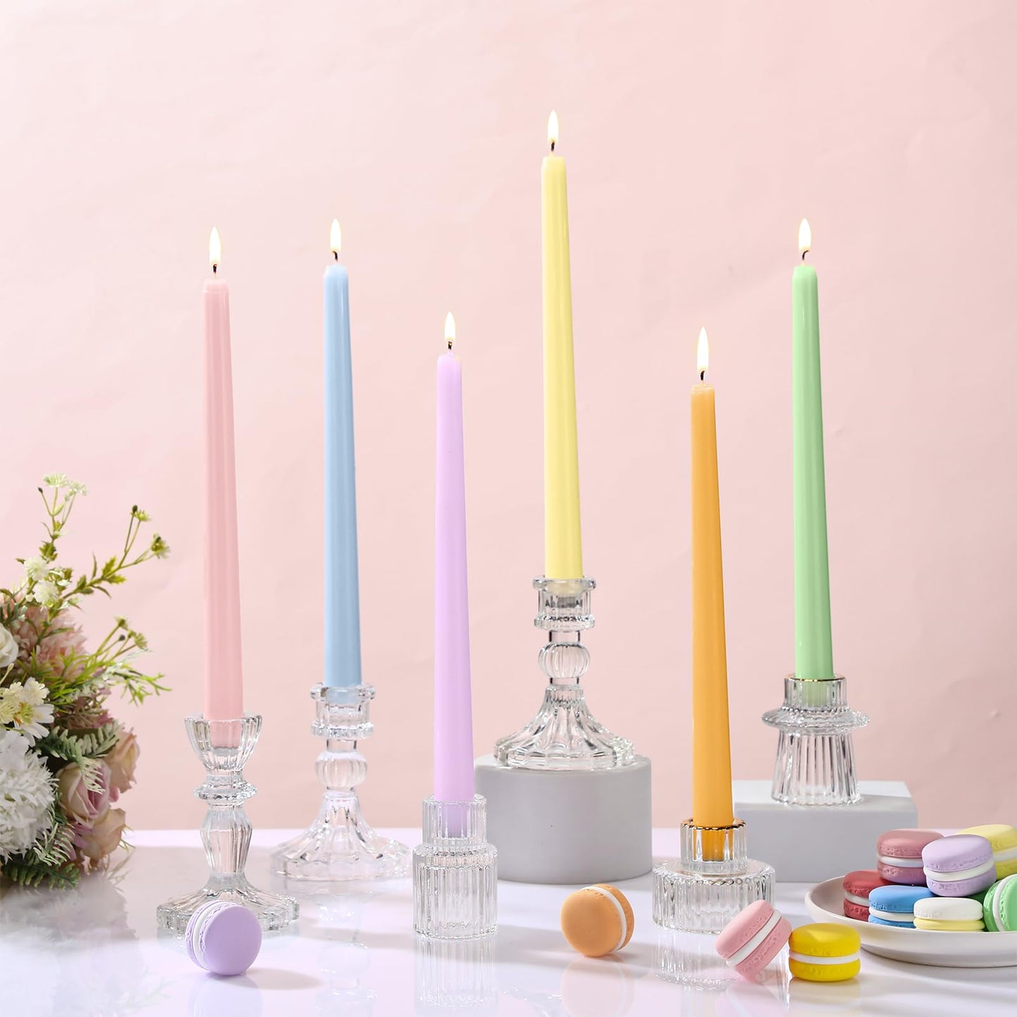 Nuanchu Taper Candles 10 Inch (H) Dripless Tapered Smokeless Long Tall Unscented Dinner Candle for Wedding Party Home Decor Candlesticks, Long Burning