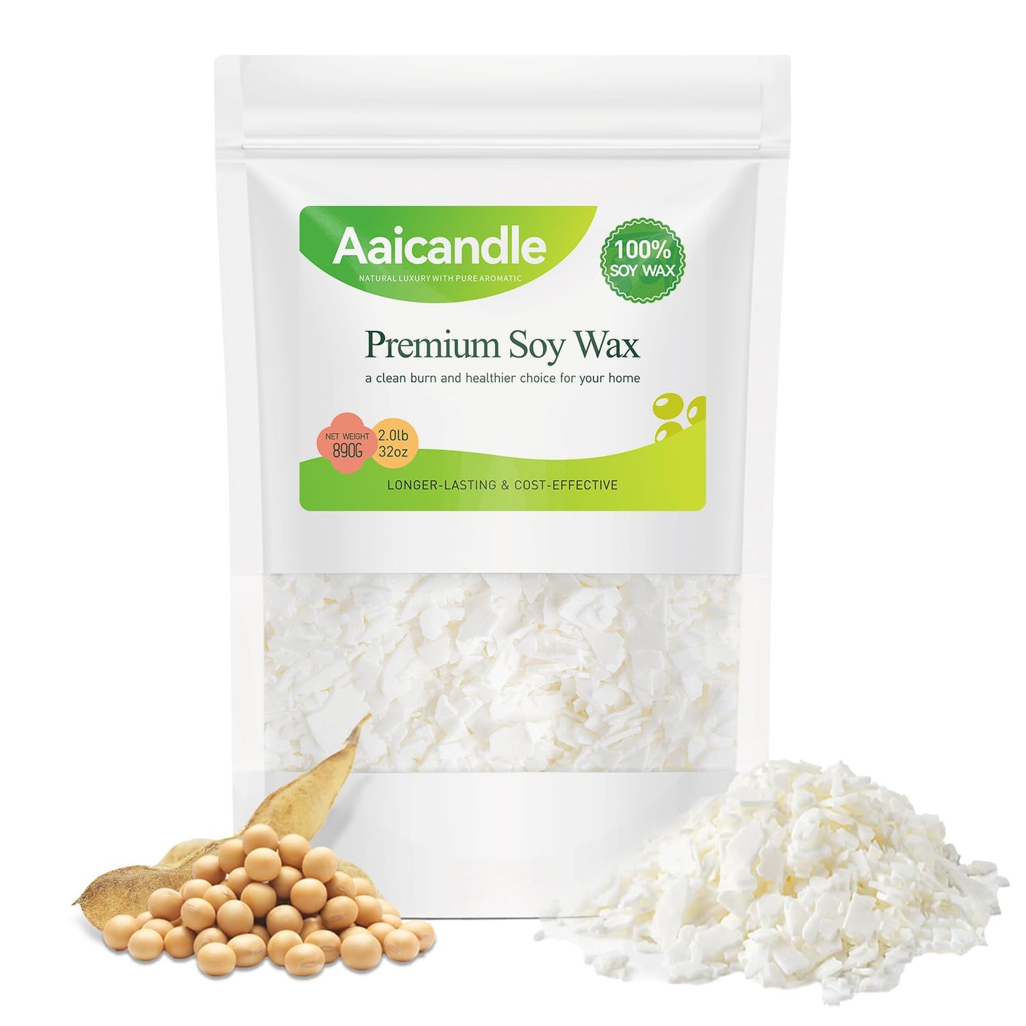 2LB Soy Wax for Candle Making – Natural Soy Wax Supplies for DIY Candles, Container & Tealight Craft Use, Easy Melt and Smooth Finish, Designed for Small Business Makers (890g / 32oz)