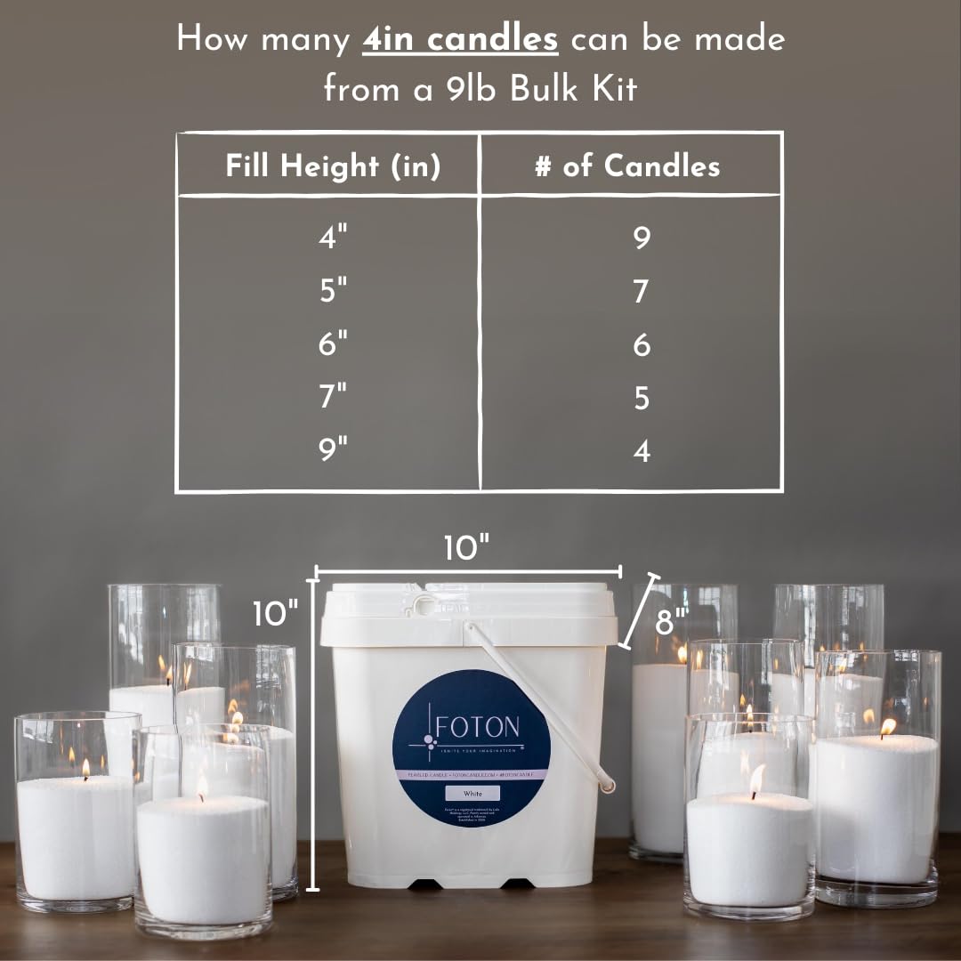 Foton Pearled Candle 9lb - Bulk Snowy Cider Scented Non Toxic Luxury Long Lasting Powder Wax Sand Candles - Refillable Pearl Foton Candle Sand with 100 Wicks for Candles Making