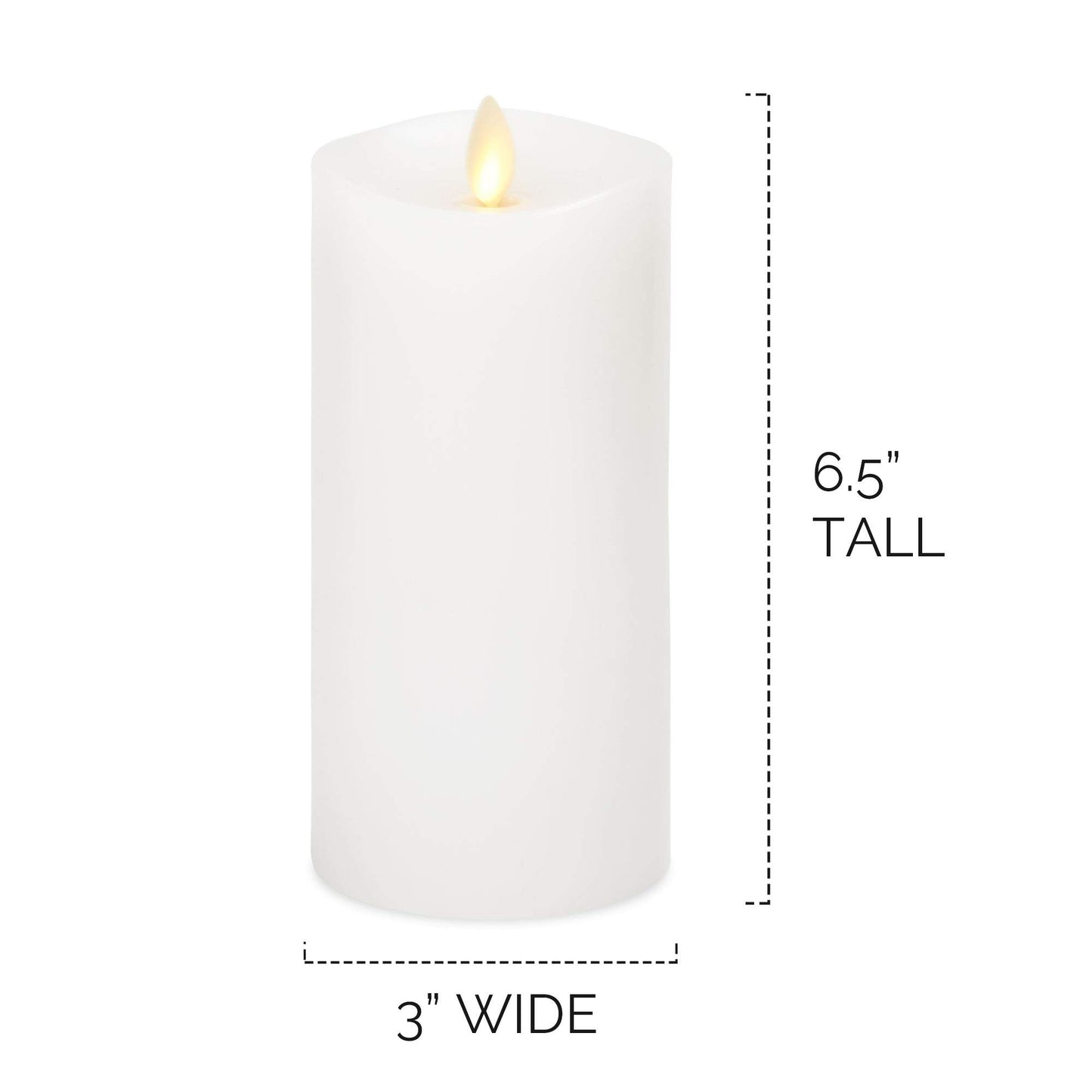 Luminara Flameless Slim Pillar Candle, Flickering Real Flame Effect, Melted Edge, Smooth Wax, Unscented, White, Real Wax, LED Battery Operated