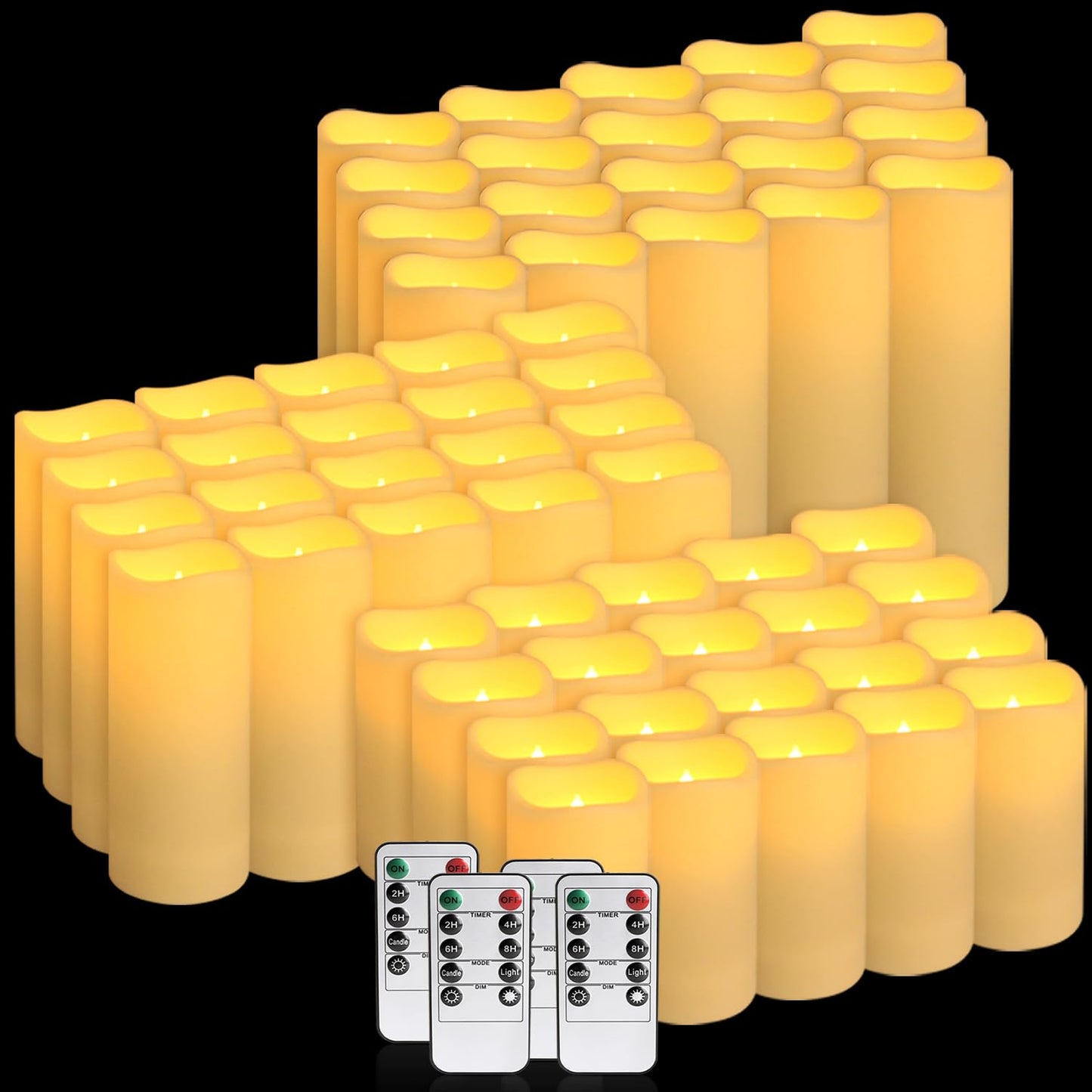Wfmolcand 48-Pack LED Flameless Candles with Remote Control - Perfect for Home, Parties, and Special Occasions - Create a Magical Ambiance Effortlessly(Three Sizes)