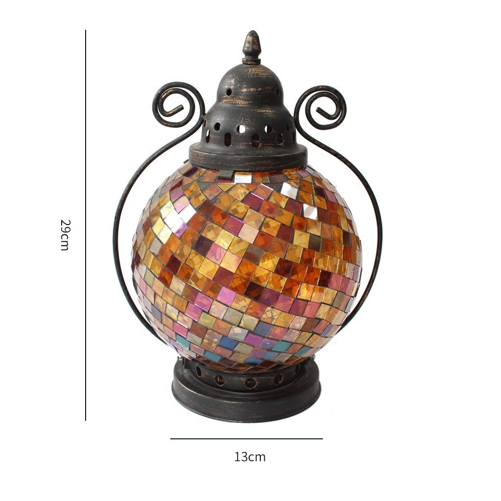 XILIN-1987 Candle Holderss European Mosaic Candle Holder Wrought Iron Glass Candlestick Simple Home Furnishings Decorative Candlestick (Color : B)