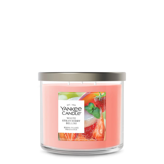Yankee Candle White Strawberry Bellini Scented Candle, 14.5oz 3-Wick Candle Jar with up to 40 Hours Burn Time, Giftable