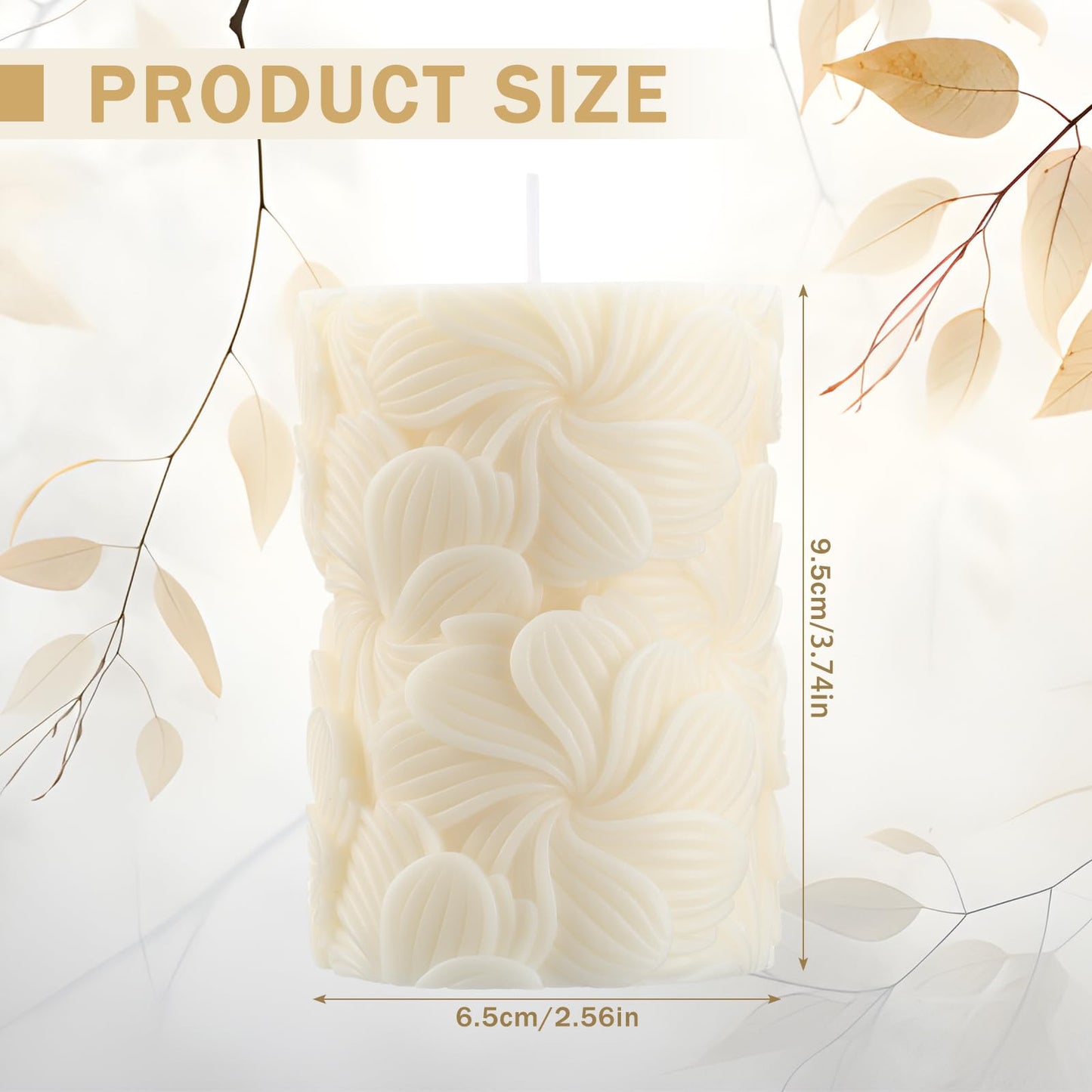 Threlaco Flower Pillar Candle Sculptured Ribbed Pillar Candle 3.8 x 2.6 inch Handmade Soy Wax Aesthetic for Wedding Gift Birthday Spa Yoga Home Party Decor