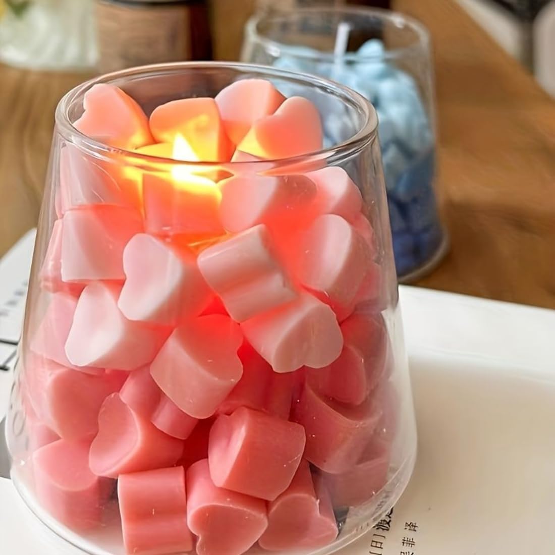 ISOLAY Aesthetic Scented Candle,Handmade Soy Wax Aroma in Glass Decorative Candle for Valentine's Day Wedding Gift (Blue)