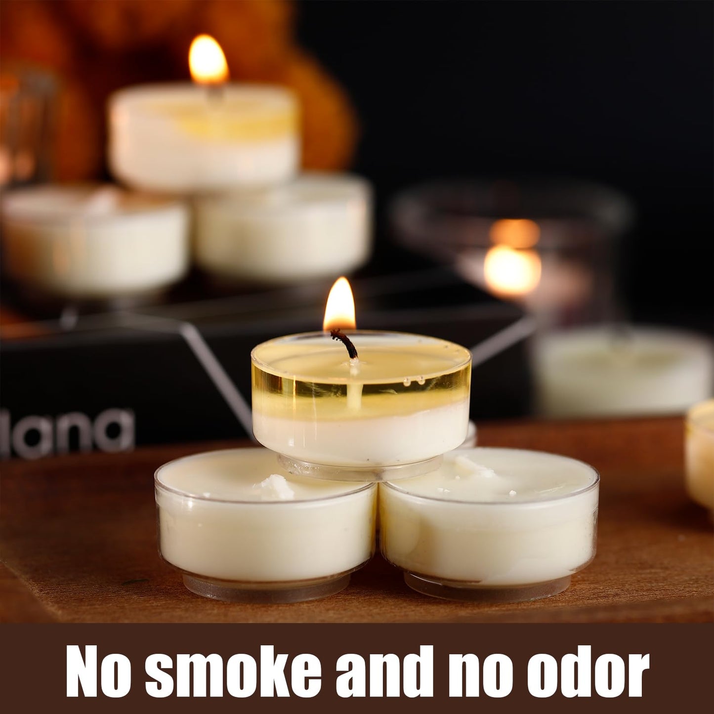 Loccmat 100 Pack Soy Tea Lights Candles,Tealight Candles Bulk,Unscented Natural White Tealight Candle,4 Hours Long Burning,Mini Tea Light Candle for Dinner,Weddings,Emergency,Home Decor
