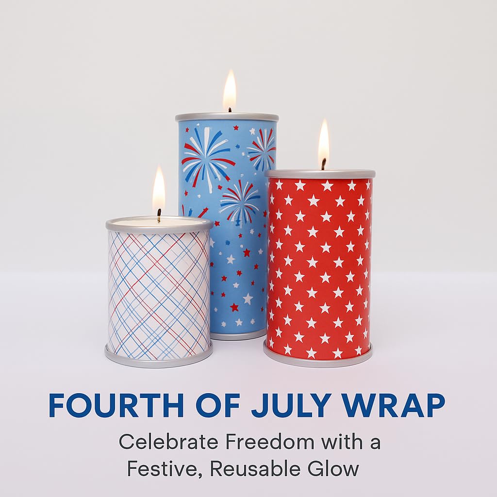 Wrap A Candle Holiday Wrap Pak – Dual-Sided Decorative Candle Wraps, 8 Holiday Designs, Reusable & Interchangeable, Year-Round Home Décor