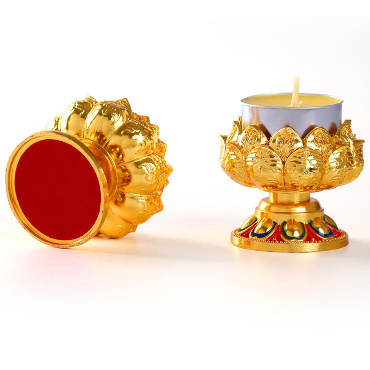 Iron Holder Lotuss Shape Candlestick Holder Table Centerpieces for Temples Kitchen Dining Table Housewarmings Lotuss Butter Lamp