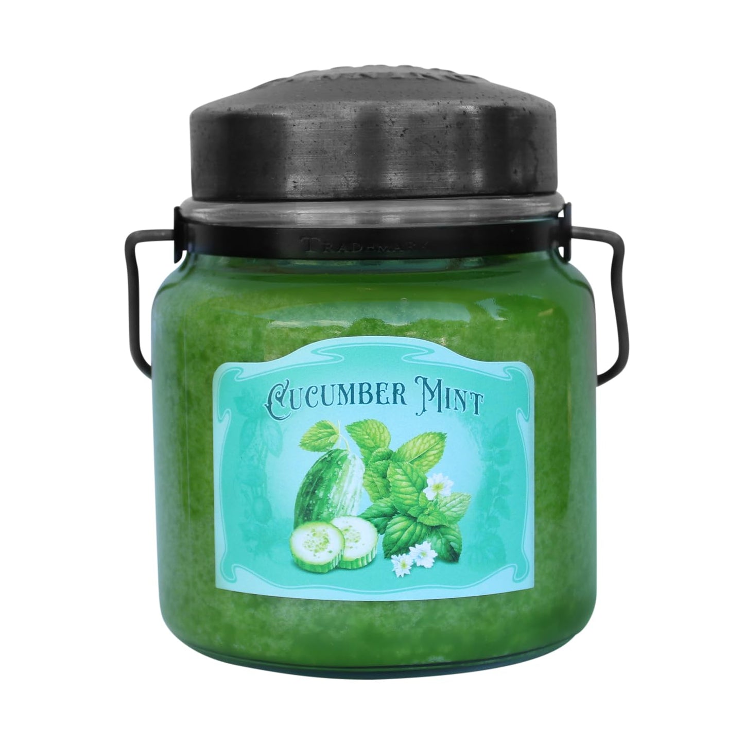 McCall’s Candles | Cucumber Mint | 16 oz Scented Candle | USA-Poured | Vintage Rustic Jar with Carrying Handle | Fresh Cucumber Water & Cooling Mint Fragrance