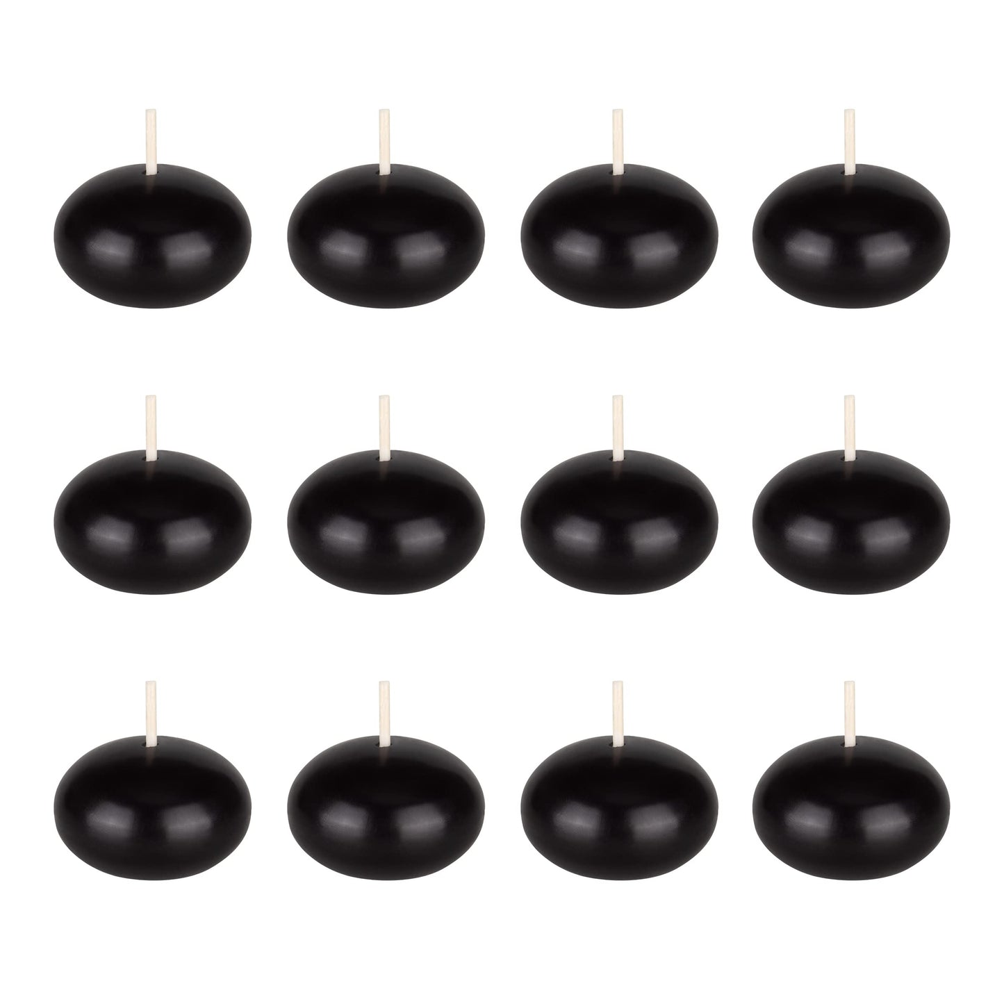 Mega Candles 12 pcs Unscented Black Floating Candles, Hand Poured Wax Candle 1.5 Inch Diameter, Home Décor, Wedding Receptions, Occasions, Festivities, Events, Meditations, Tranquility, Spa