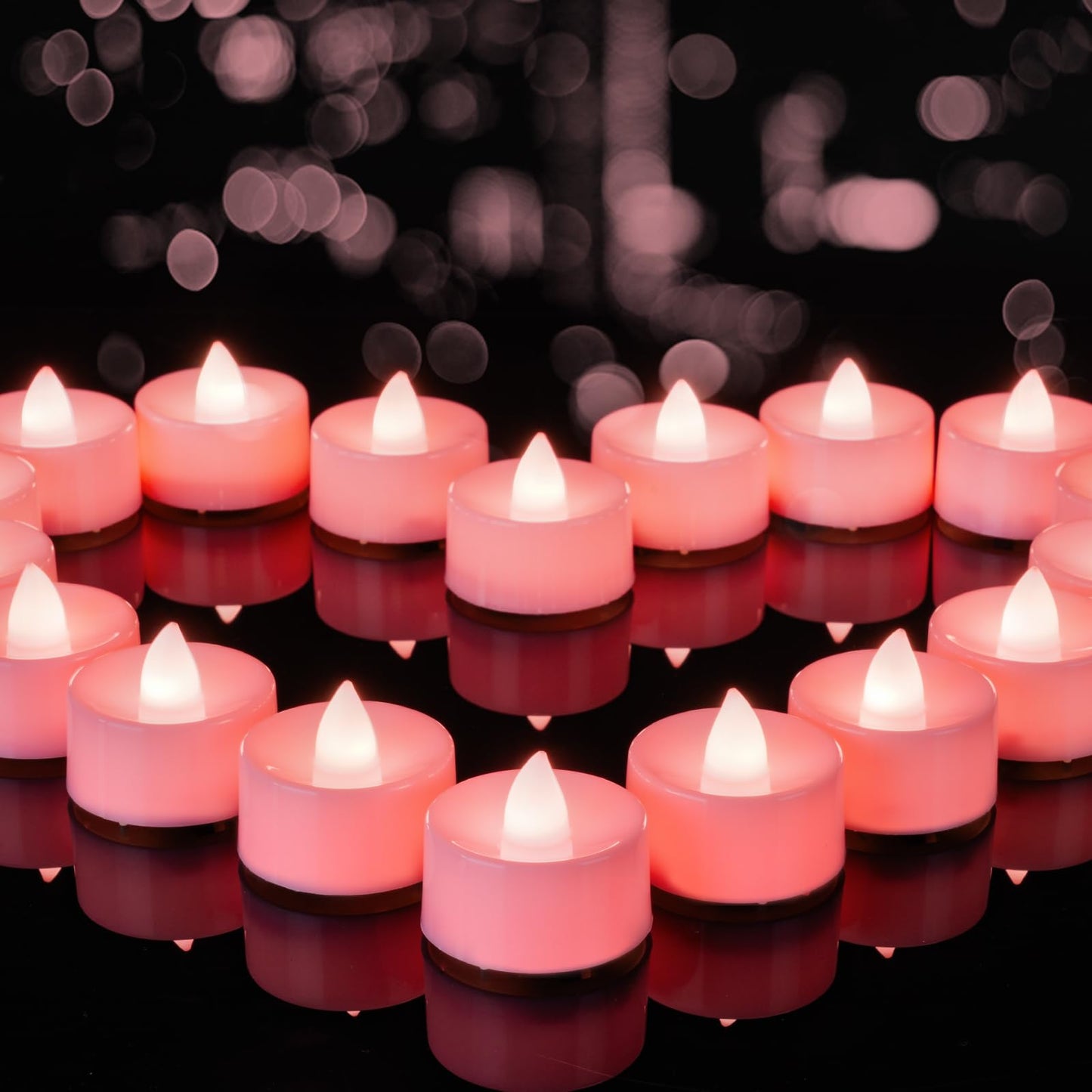 BEICHI Flameless Candles, 24-Pack LED Tea Lights Candles Battery Operated, Electric Fake Tealight Candle, Votive Candle Bulk for Wedding, Party, Home Decor (Pink Candles)