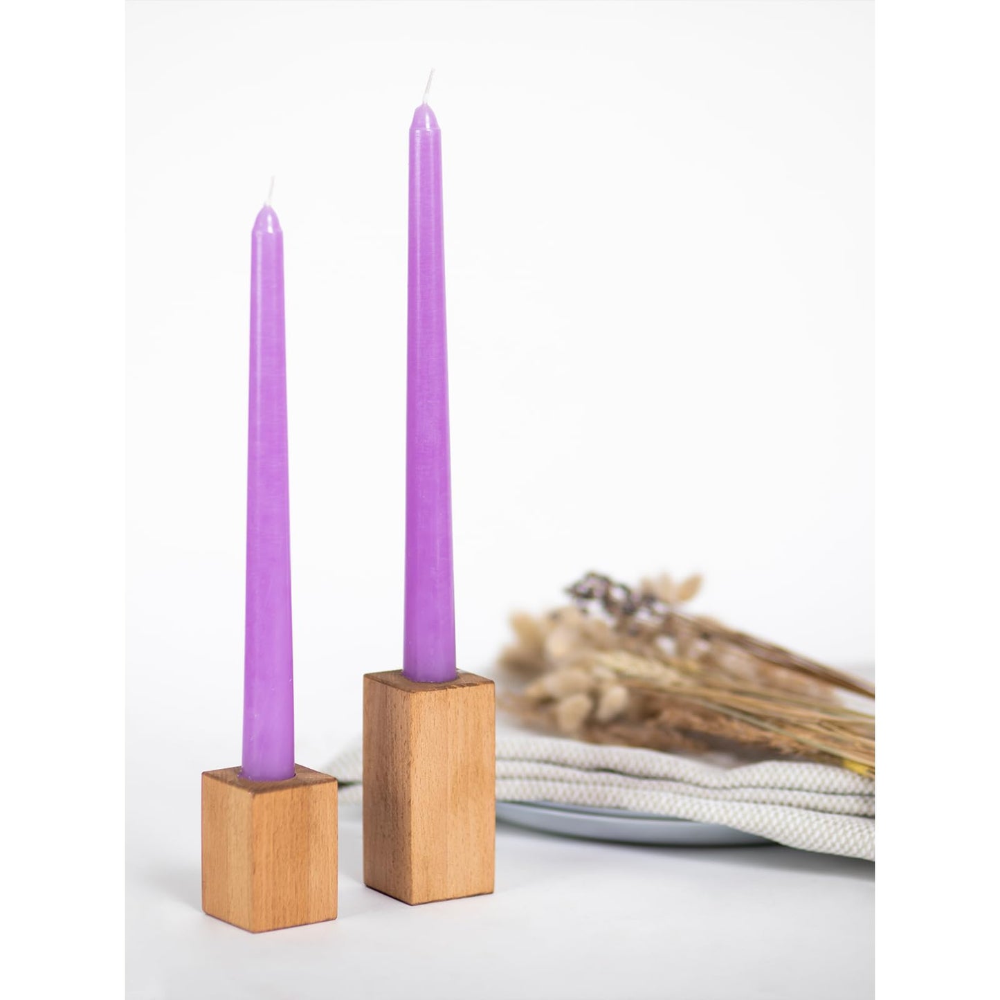 CANDWAX 10 inch Taper Lilac Candles Pack of 4 - Unscented Smokeless Dripless Tall Candlesticks - Perfect for Special Occasions, Ordinary Dinners, for Mother's Day - Lavender Candle Sticks