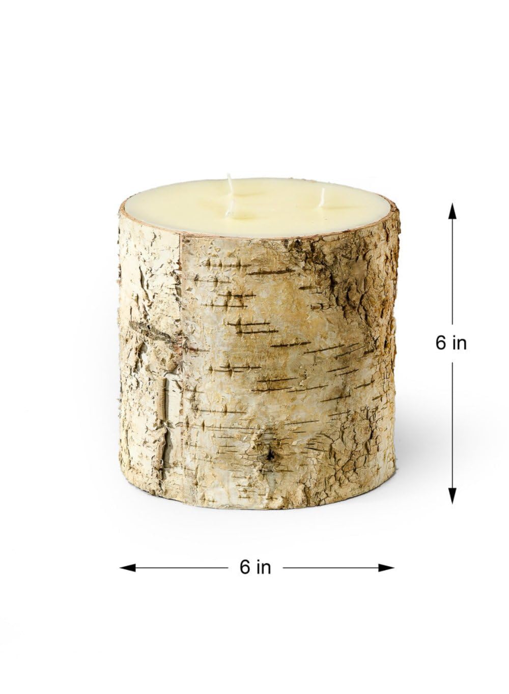 Serene Spaces Living Birch Bark Candle – Pillar Style Candle Brings Nature Indoors, Ideal for Weddings, Parties, Events, Restaurants, Home Decor, 6" Diameter & 6" Tall
