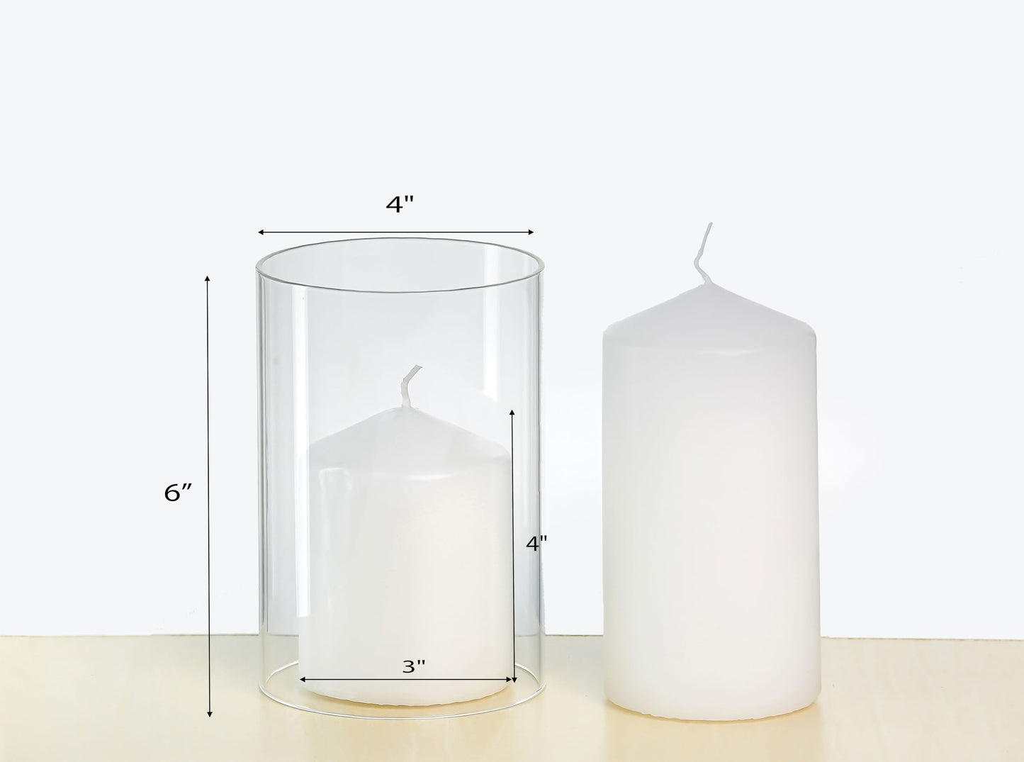 CYS EXCEL 6 PCS (H:6" D:4") Open Ended Clear Glass Hurricane Candleholder Tube Lamp Shade Open Flame Candlestick Holder Chimney Tube Cover Bottomless Cylinder