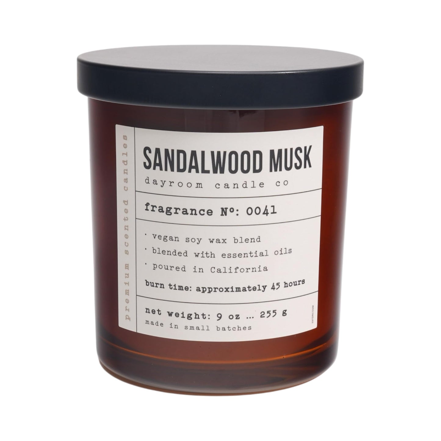 LEOBEN CO – Sandalwood & Musk Scented Candle – 9oz, Dayroom Collection Design – 50 hr Burn time – Poured in California Using Vegan Soy Wax and Essential Oils – Made in Small Batches