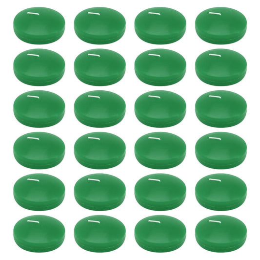 6 Hour 2 Inch Green Floating Candles, Small Unscented Dripless Pool Water Wax Candles for Cylinder Vase, Centerpiece at Wedding, Party, Holiday, St. Patrick's Day, 24 Packs