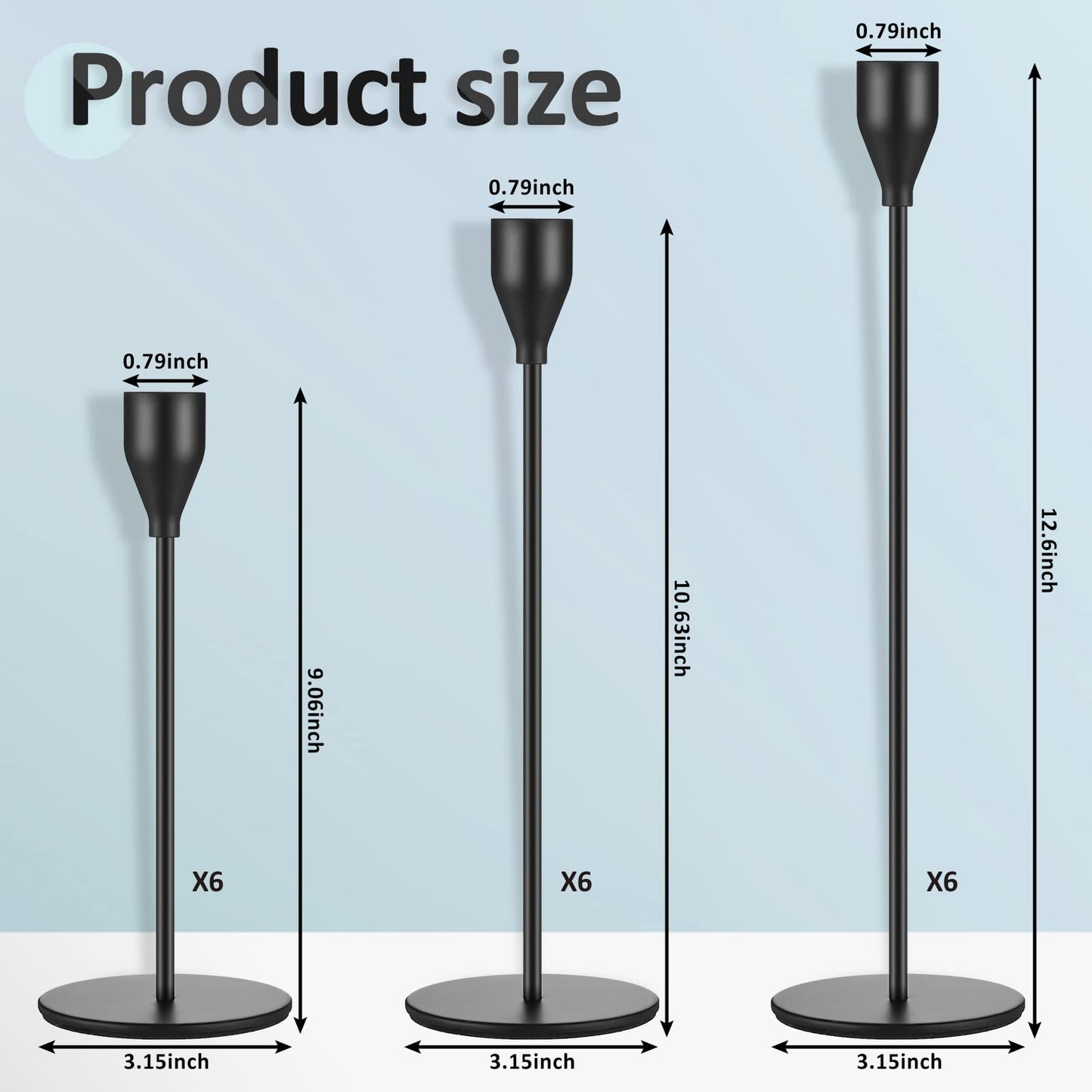 Set of 18 Tall Candlestick Holders Thin Metal Taper Candle Holders for Table Centerpiece Modern Decorative Pillar Candle Sticks Stand for Home Wedding Christmas Decoration(Rose Gold)