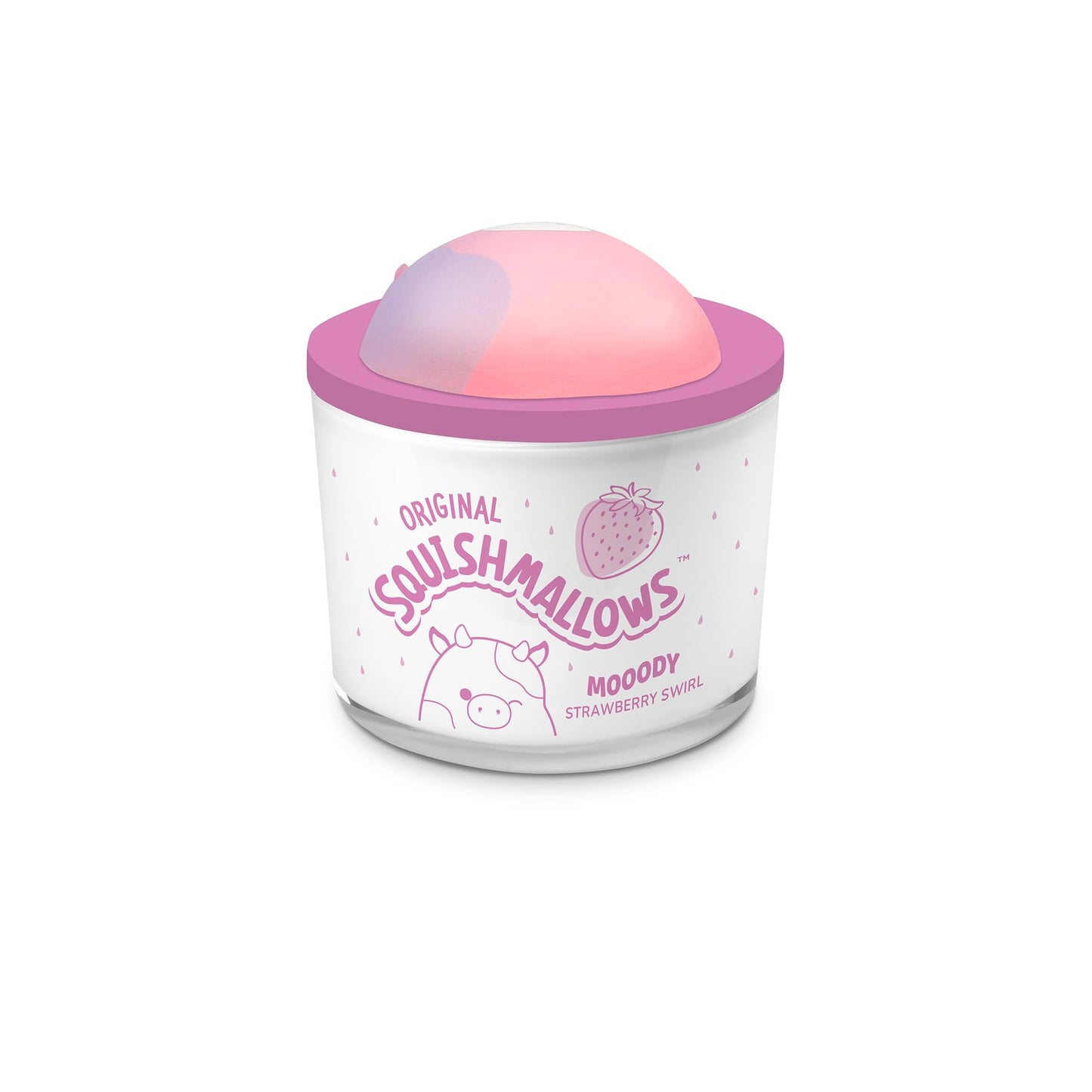 Studio Oh! x Squishmallows Scented Candle, Patty Mooody Strawberry Swirl Strawberry, Vanilla, Citrus & Freesia, 12 oz, Reusable Jar, Scented Candles for Home, Relaxing Calming Candle