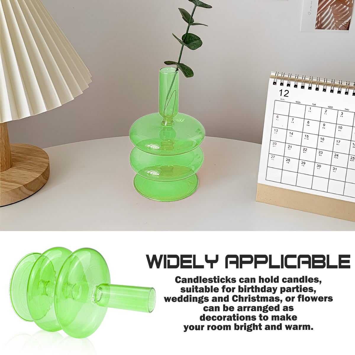 LNQ LUNIQI Clear Taper Candle Holders Glass Candle Stick Holder Modern Candle Holders for Tapered Candlesticks Wedding Reception Centerpieces Christmas（Dark Green）