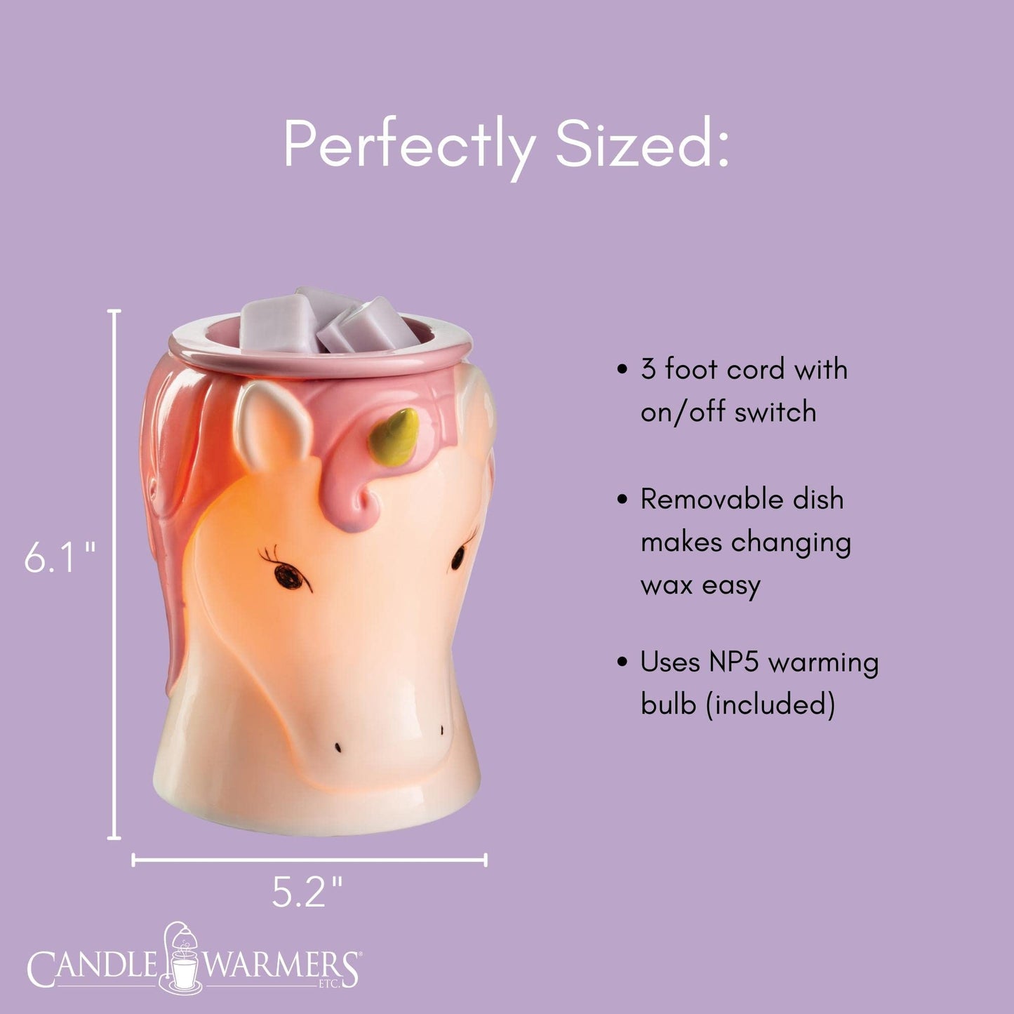 Candle Warmers ETC. Illumination Fragrance Warmer- Light-Up Warmer for Warming Scented Candle Wax Melts and Tarts or to Freshen Room, Unicorn
