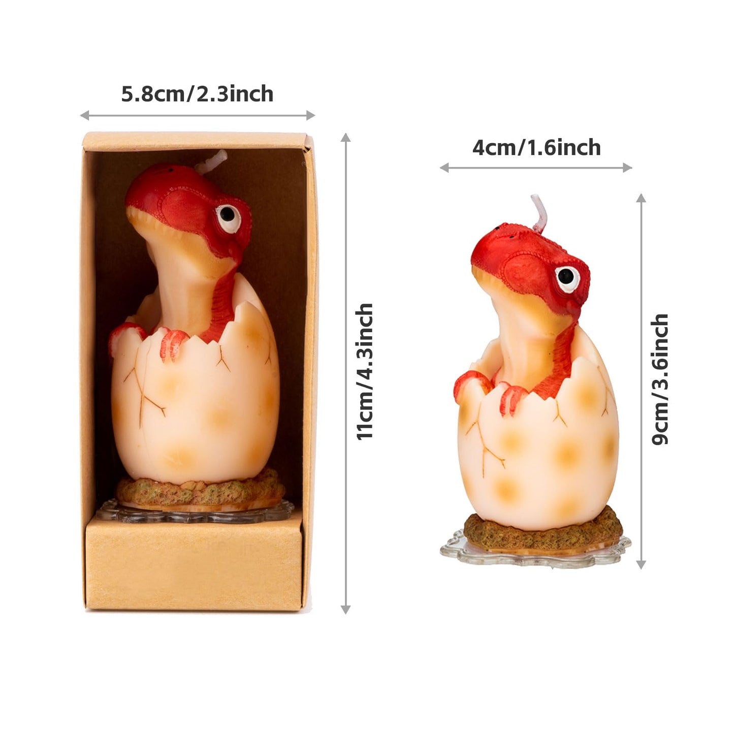 Mesiiloly Large Dinosaur Birthday Candle - Red Dinosaur Cake Topper Candles for Kids, 3.6 inches, Fun Dino Birthday Party Decoration