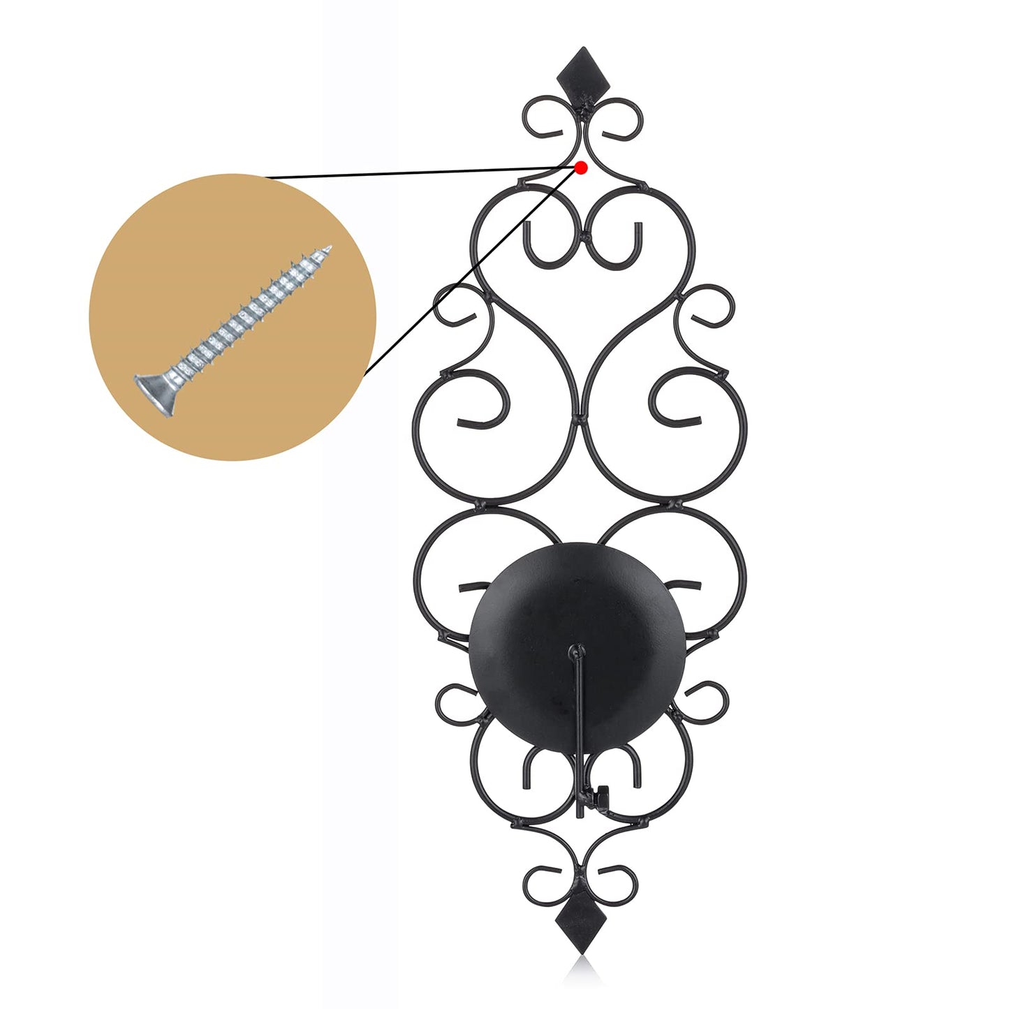 Sziqiqi Iron Wall Candle Sconce Holder Set of 2 Hanging Wall Mounted Pillar Candle Sconces Holder, Wall Sconces Decor for Bedroom Dining Room (Black)