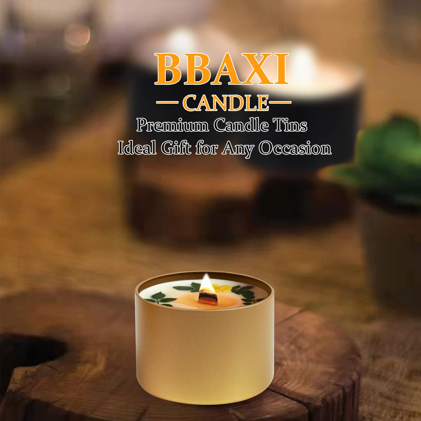BBAXI 4oz Gold Candle Tins 24Pcs,Empty Candle Jars for Making Candles, DIY Candle Containers,Round Metal Tins with Lids for Candle Making