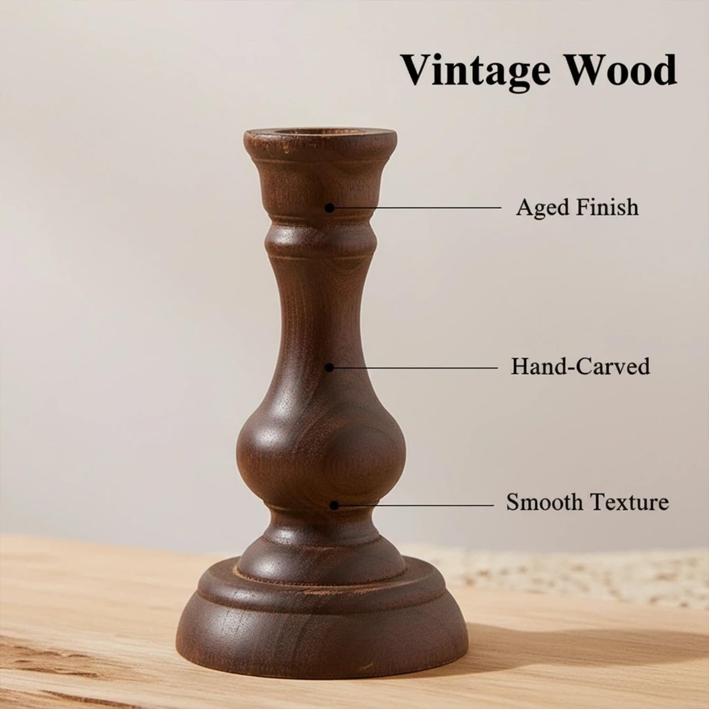Wood Candle Holders for Pillar - Set of 4 Wooden Taper Candle Holders for Table Centerpieces, Modern Candlestick Holder Church & Farmhouse Home Decor