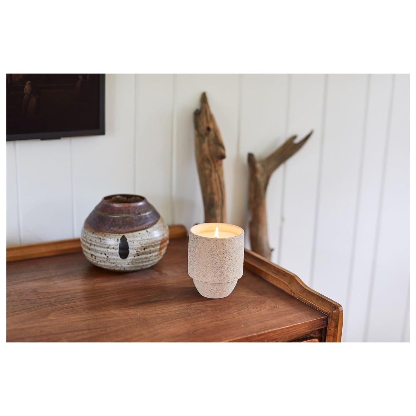 Paddywax Parks, Yellowstone Scented Candle in Reusable Ceramic Jar with Crackling Wood Wick, Soy Candle with Approx. 77 Hour Burn Time, Decorative Gift Candles for Home, Sagebrush & Fir Scent, 11 oz