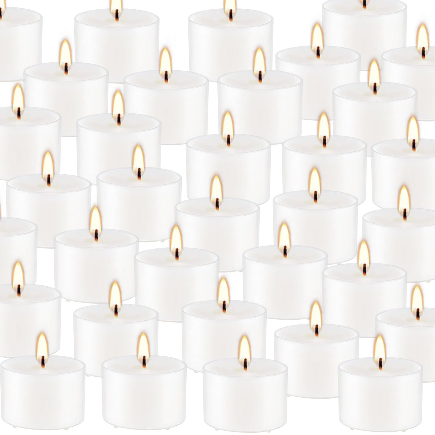 Wfmolcand Set of 50 White Scented Tealight Candles Bulk, Vanilla Fragrance Wax with Clear Container, for Restaurant Dinner Weddings Baby Showers, Long Burning, 8 Hours