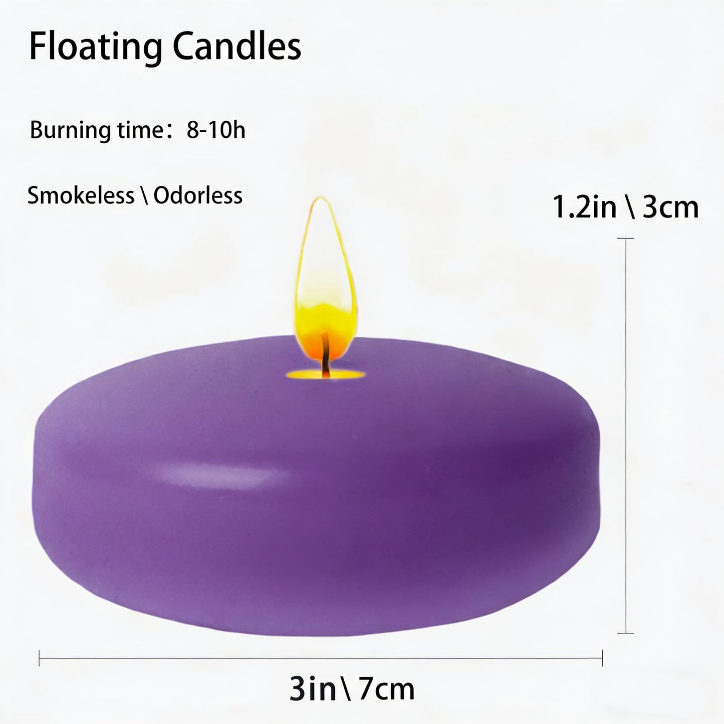 Purple Floating Candles 3 Inch 12 Pack – Paraffin Wax Floating Candle for Weddings, Parties, Worship, Spa & Memorial Décor – Clean Burning & Long Lasting