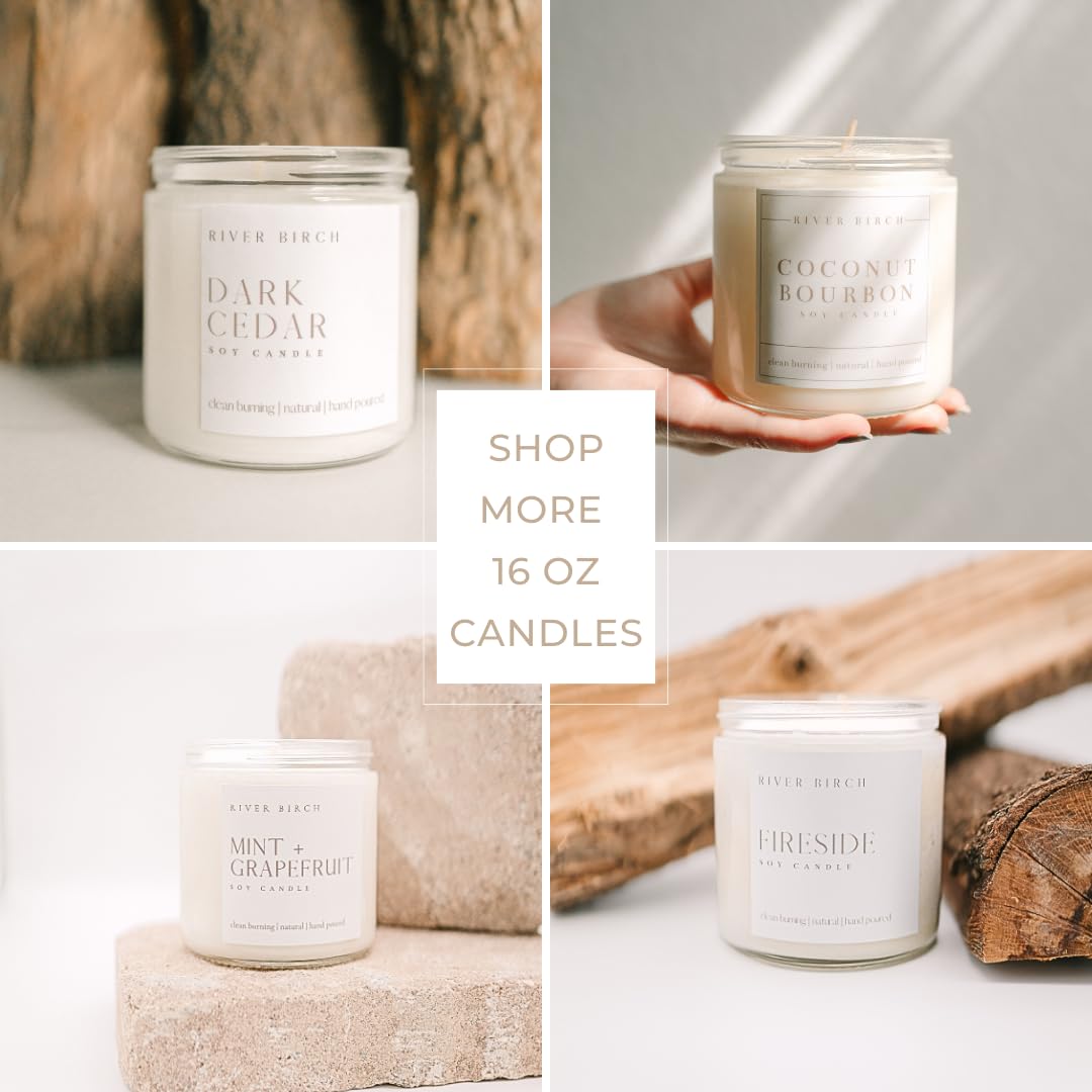River Birch Candles Maple Cinnamon Scented Candle | Premium, All-Natural, Non-Toxic, Soy Candles | 16oz 90 Hr Burn Time | Cozy Relaxing Gifts for Home